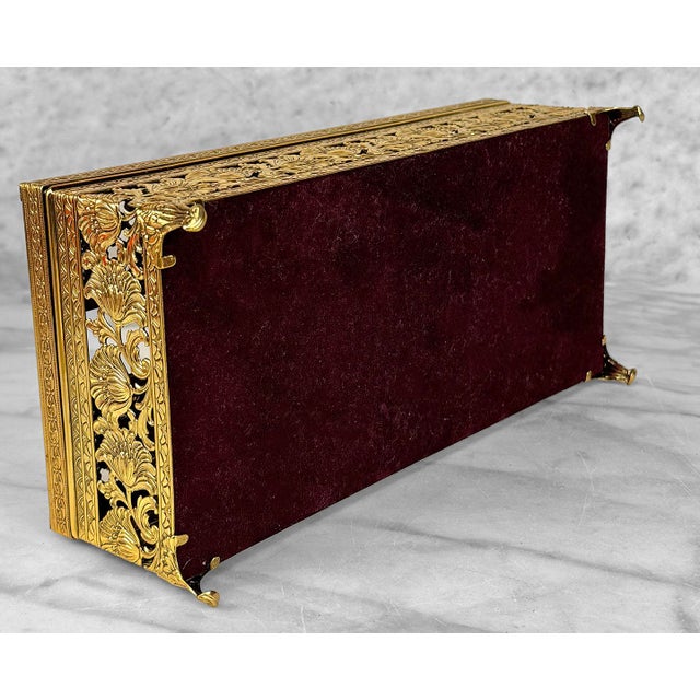 Vintage Italian Rococo Baroque Gold Gilded Pierced Tissue Box Holder For Sale - Image 10 of 10