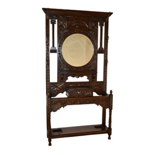 19th Century English Oak Hall Stand For Sale