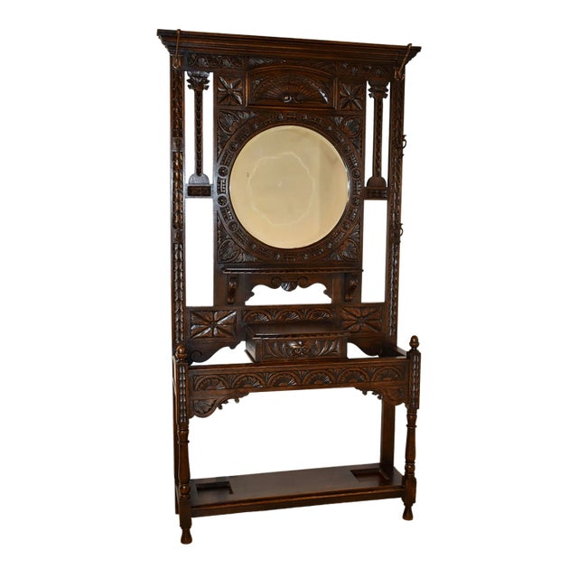 19th Century English Oak Hall Stand For Sale