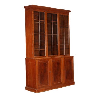 Mahogany Bookcase with Blown Glass, England, 1900s For Sale