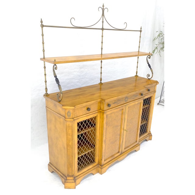 Regency Gallery Etagere Top Light Burl Walnut Sideboard Credenza c1920s MINT! For Sale - Image 13 of 18