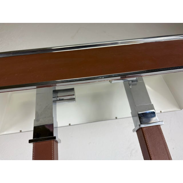 Vintage Ralph Lauren Leather and Nickel Bankers Style Desk Lamp For Sale - Image 10 of 12