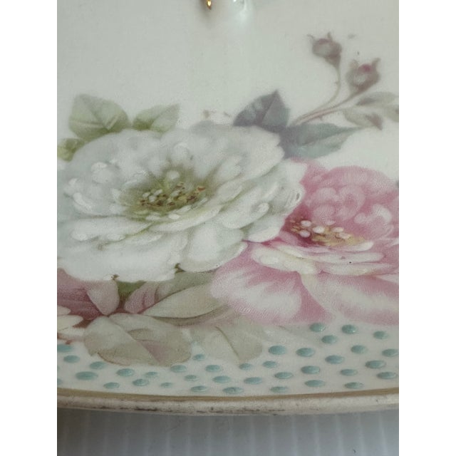 Antique Sign Pt Bavaria Germany Tirschenreuth Floral Hand Painted Serving Dish With Handle For Sale In New York - Image 6 of 14
