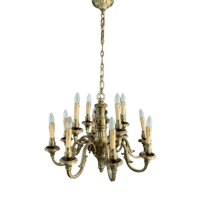 Early 20th Century Bronze Chandelier For Sale