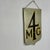 Rustic European Vintage Wall Hung Wood Sign in Shield Like Shape With the Number "4" and "Mg" Letters For Sale - Image 3 of 5