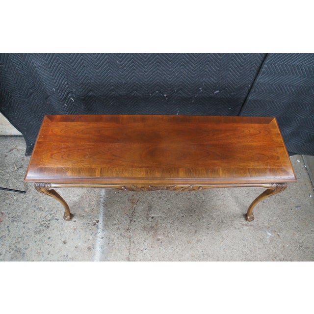 Lane Furniture Lane Mahogany Chippendale Acanthus Ball & Claw Sofa Table Console For Sale - Image 4 of 12