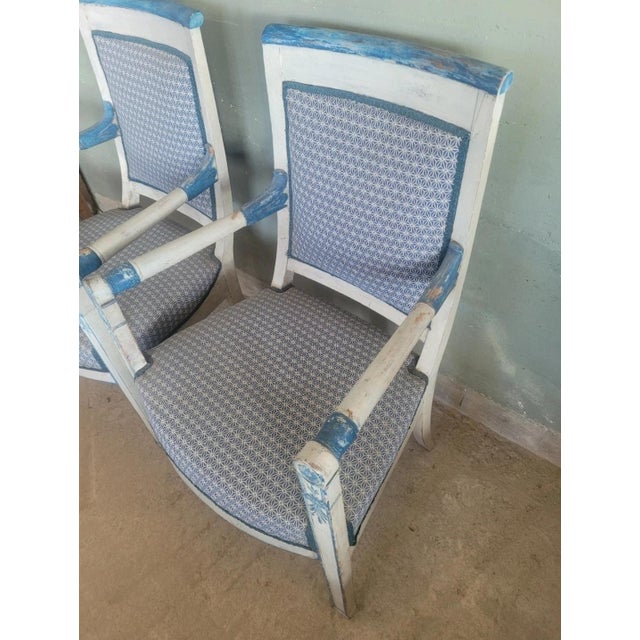 White Antique Empire Style Lacquered Armchairs, Set of 2 For Sale - Image 8 of 10