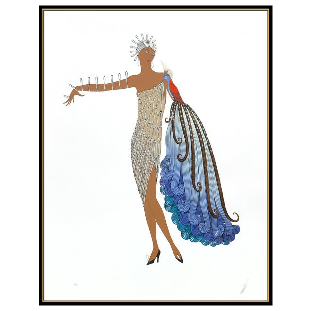 Art Deco 1984 Diva II Art Deco Tan Embossed Serigraph Erté For Sale - Image 3 of 6