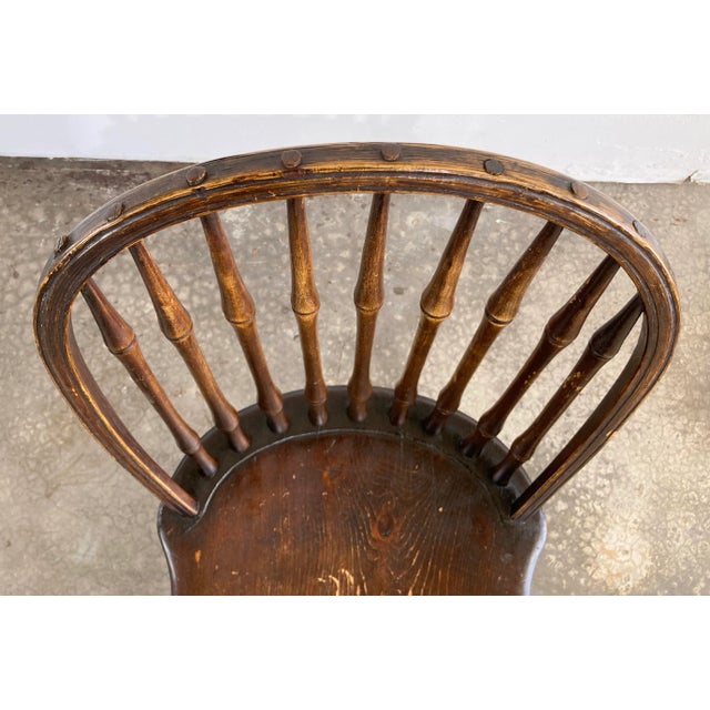 Antique Windsor Style Wood Spindle Chair For Sale - Image 10 of 12