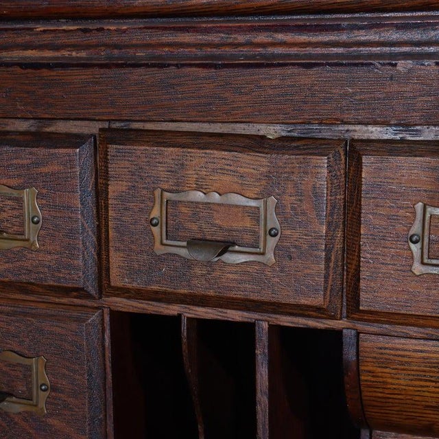 Arts & Crafts Quarter Sawn Oak Paneled Roll Top Desk With Full Interior C1910 For Sale - Image 13 of 16