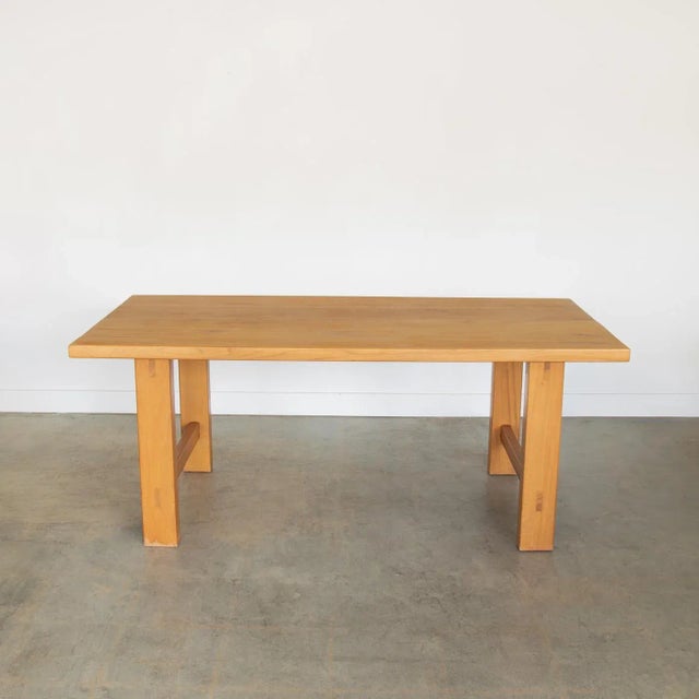 1970s 1970s French Elm Dining Table Attributed to Maison Regain For Sale - Image 5 of 12