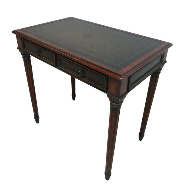 1990s Theodore Alexander Writing Desk Console French Leather Top Ladies For Sale - Image 9 of 10