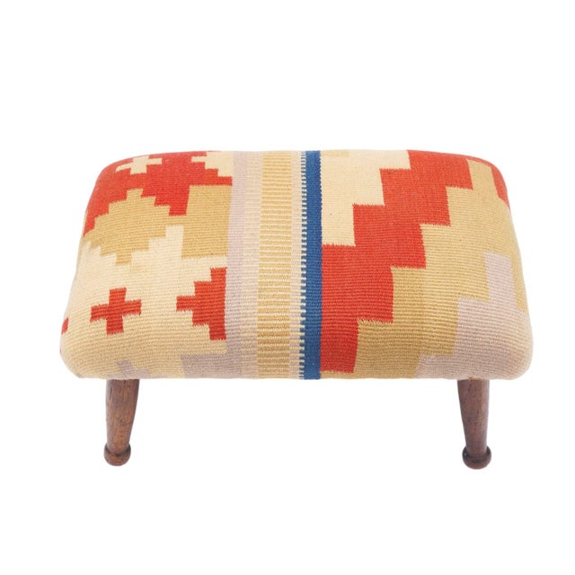 English Upholstered Footstool on Turned Oak Legs, C. 1850-1900 For Sale - Image 10 of 12
