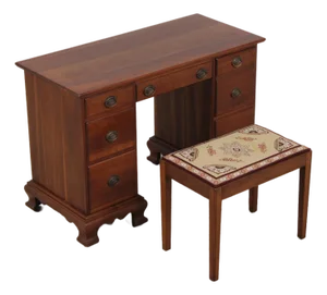 Stickley Cherry Kneehole Desk Vanity & Bench