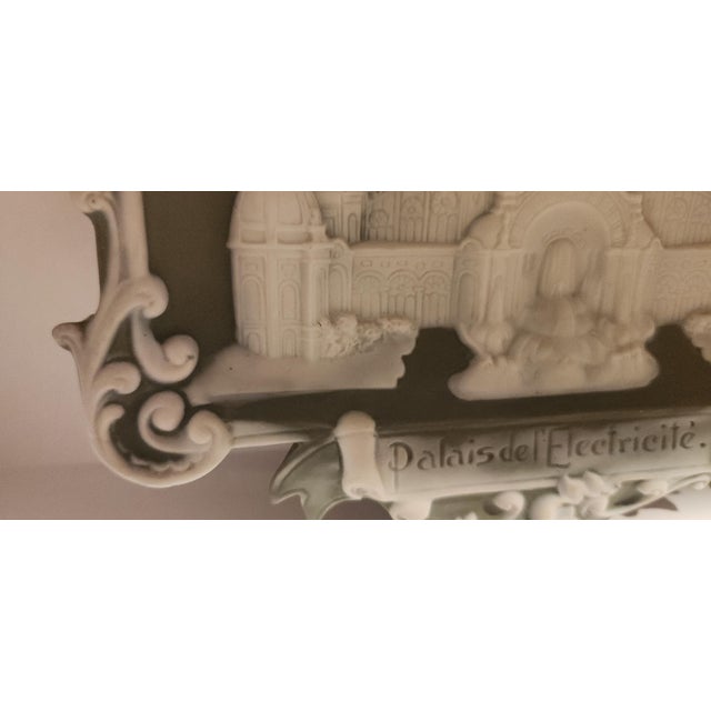 Antique Schafer and Vater Green Jasperware Palais d'Electricite Commemorative Bisque Porcelain Dish For Sale In Jacksonville, FL - Image 6 of 14