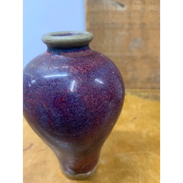 Traditional 19th Century Petite Sang De Boeuf or Flambé Deep Purple Baluster Vase For Sale - Image 3 of 3