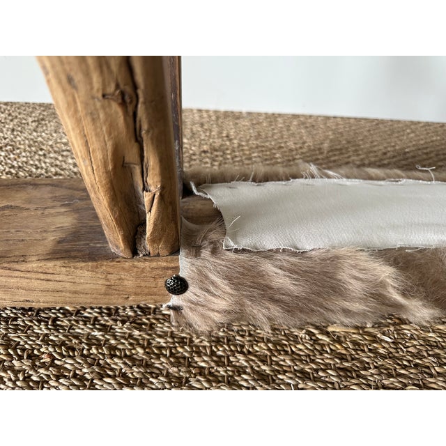 Antique Asian Shandong Elm Bench With Hide Upholstery For Sale - Image 9 of 12