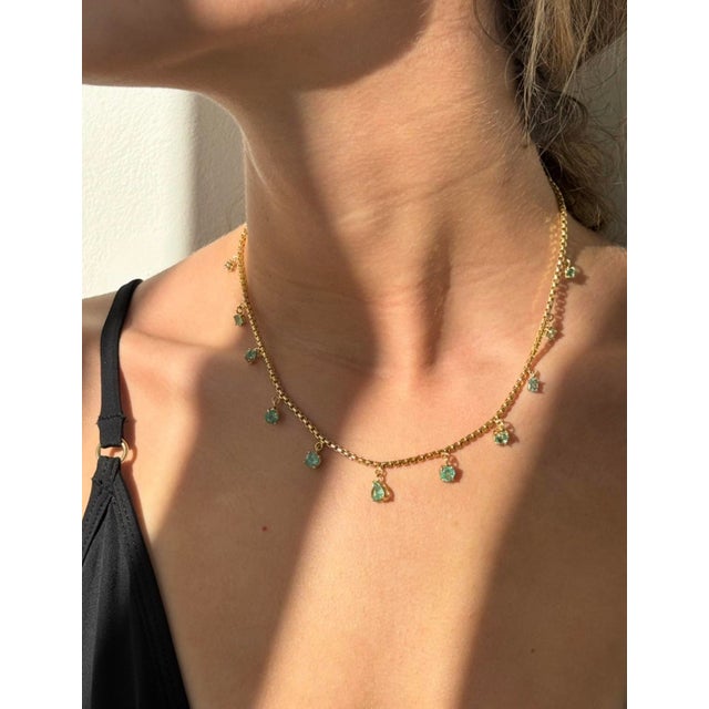 Emerald Fringe Necklace Jen Proudman jewelry Zambian Emeralds & 14k Gold 16” gold necklace with eleven stunning Zambian...