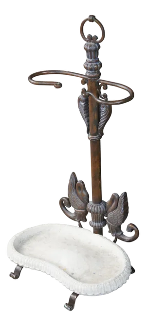Mid 20th Century Vintage Swan Umbrella Cane Fireplace Hearthware Tool Stand