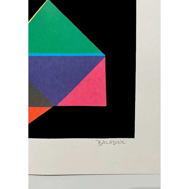 Abstract Attributed to Baladine, 1960's Baladine Op Art KInetic Screenprint Lithograph Vibrant Mod Neon Colors For Sale - Image 3 of 6