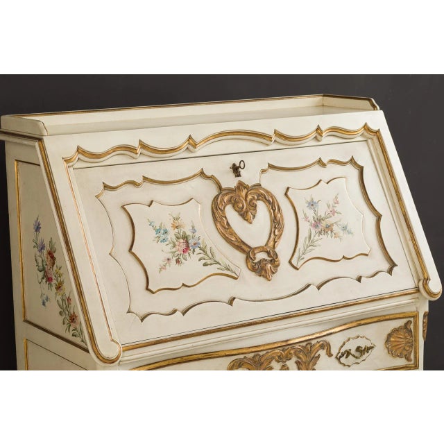 1950s Hand-Painted and Gilded Secretaire, 1950s For Sale - Image 5 of 9