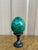 Modern Malachite Egg on Wooden Stand For Sale - Image 3 of 5