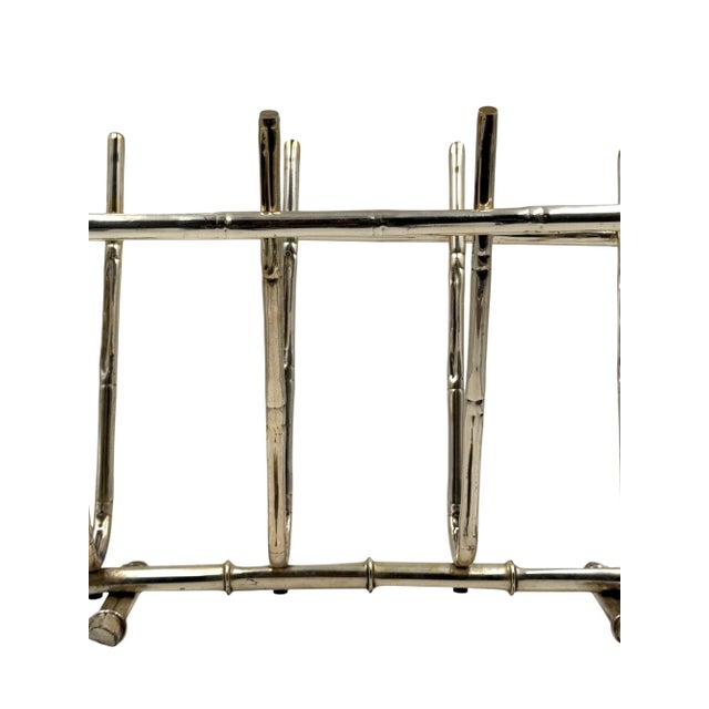 Hollywood Regency Bamboo Shaped Brass Magazine Rack, Italy 1970s For Sale - Image 4 of 9