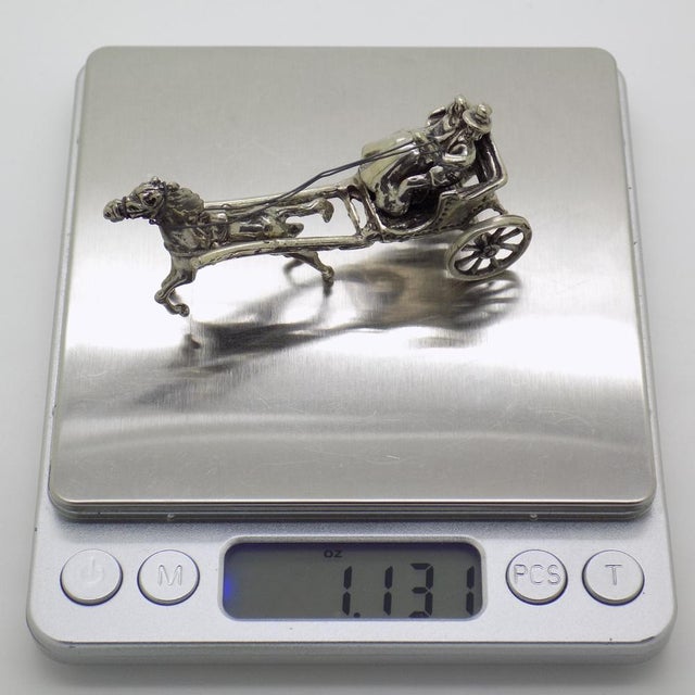 Vintage Italian Handmade Sterling Silver 925 Just Married Carriage with Horse Figurine, 1970s For Sale - Image 11 of 13