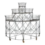 Vintage Trellis Wrought Iron Plant Stand For Sale