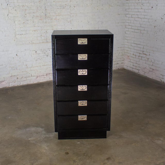 Mid to Late 20th Century Modern Campaign Henredon Black Narrow Chest of Drawers or Lingerie Cabinet For Sale - Image 18 of 18
