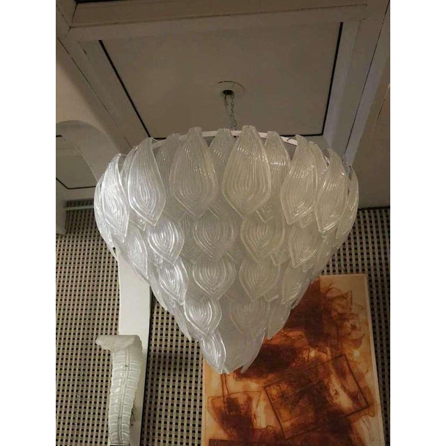 Italian Round Ice White Chandelier in Murano Glass, 2000 For Sale - Image 3 of 10