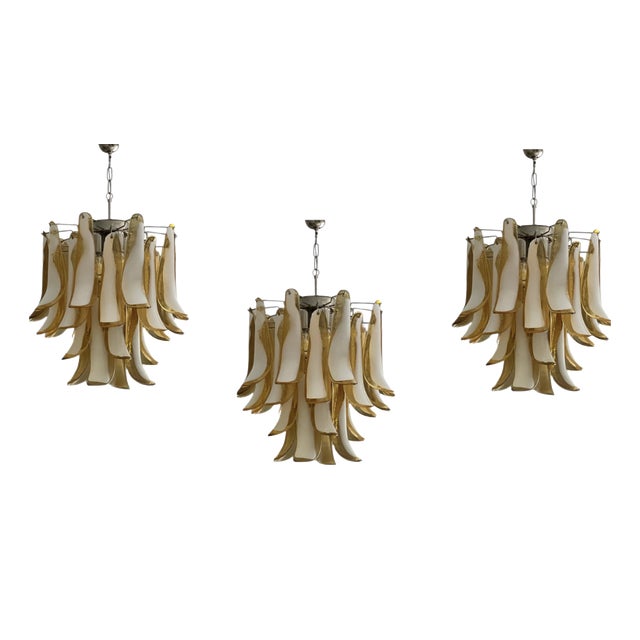 Small Amber Murano Glass Flamingo Chandeliers, Set of 3 For Sale