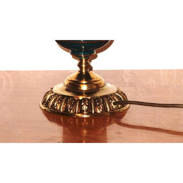 Ceramic Antique Empire French Brass and Porcelain Table Lamp, 1920s For Sale - Image 7 of 11