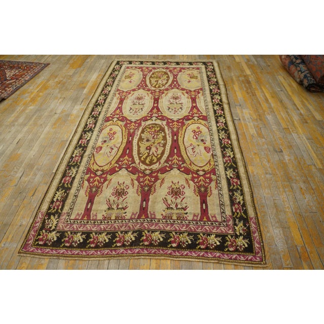 19th Century Remarkable Red-Ruby Background Color With Black Border and Medallion/Crest Design Antique Caucasian Karabagh Rug For Sale - Image 5 of 12