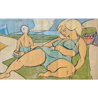 Mid 20th Century Pop Art Fashion Print of a Sunbathing Woman For Sale