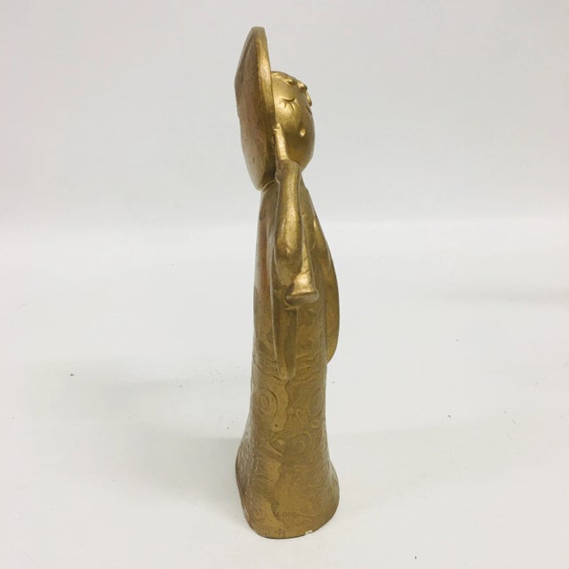 Vintage Paper Mache Christmas Angel with wings and holding a horn