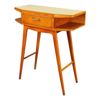 Italian Console Table with Cream Glass Top, 1950s For Sale