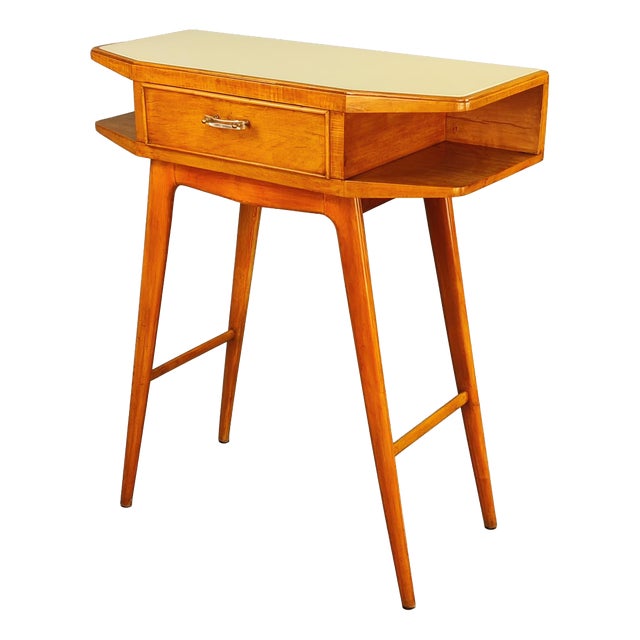 Italian Console Table with Cream Glass Top, 1950s For Sale
