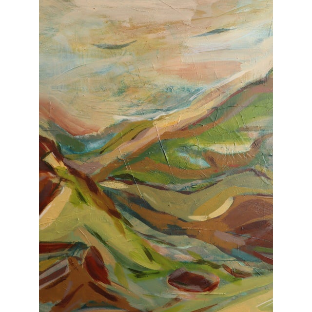 Brown Contemporary 'Off the Beaten Track' Original Abstract Landscape Acrylic Painting by British Artist Frances Daws, Framed For Sale - Image 8 of 10