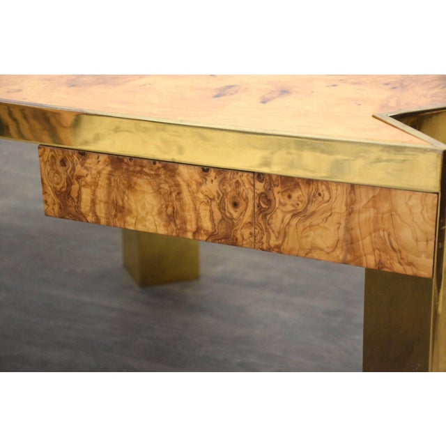 1960s Leon Rosen for Pace Burl and Brass Executive Desk For Sale - Image 10 of 10