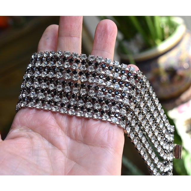 Vintage Alexis Kirk Wide Black & Clear Rhinestone Bracelet For Sale - Image 14 of 15