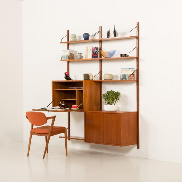 Teak Two Bay Wall Unit with Hidden Desk by Poul Cadovius for Cado, 1960s For Sale - Image 18 of 18