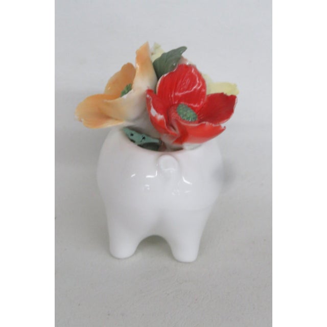 White Crown Staffordshire England Fine Bone China Floral Pig Decorative Figurine 5158b For Sale - Image 8 of 18