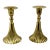 Vintage Italian Solid Ribbed Brass and Carrera Marble Candle Stick Holders-Set of 2 For Sale