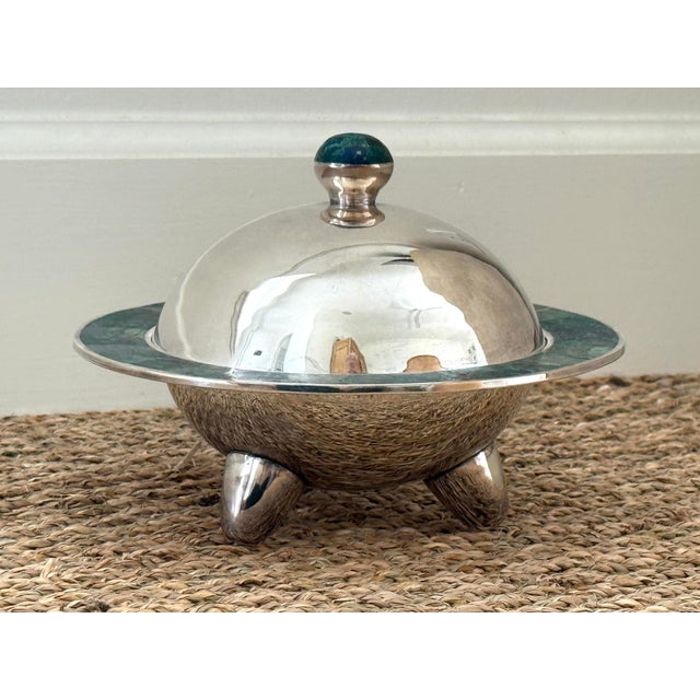 Los Castillo Silver Malachite and Lapis Covered Bowl For Sale - Image 10 of 12