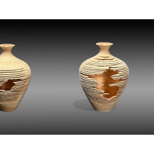 Marc Fish, Contemporary, Ash, Rose Gold Leaf, Three Triptych Vessels, Uk, 21st C For Sale - Image 9 of 12