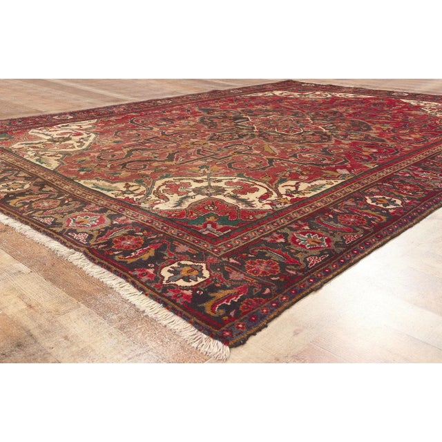 Textile Mid 20th Century Mid 20th Century Vintage Persian Heriz Rug - 07'09 X 11'02 For Sale - Image 7 of 9