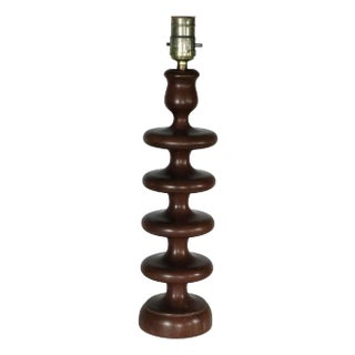 Mid Century Turned Wood Torneados Madeira Candlestick Lamp For Sale