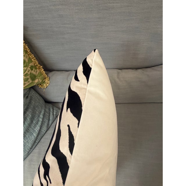 Woven Zebra Print Pillow Solid Reverse Side For Sale In Miami - Image 6 of 8
