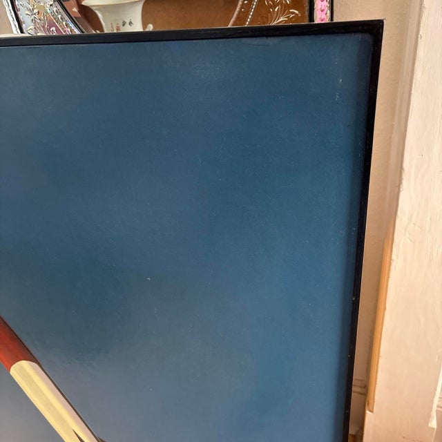 Late 20th Century Large Vintage Illustration Painting of a Rocket Oil on Masonite Framed For Sale In Seattle - Image 6 of 8